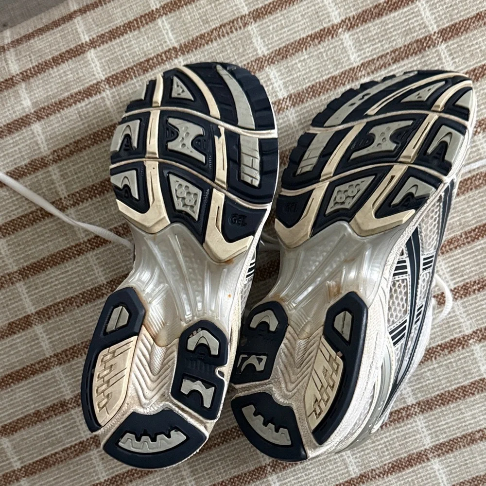 Asics White and Silver Athletic Sneakers